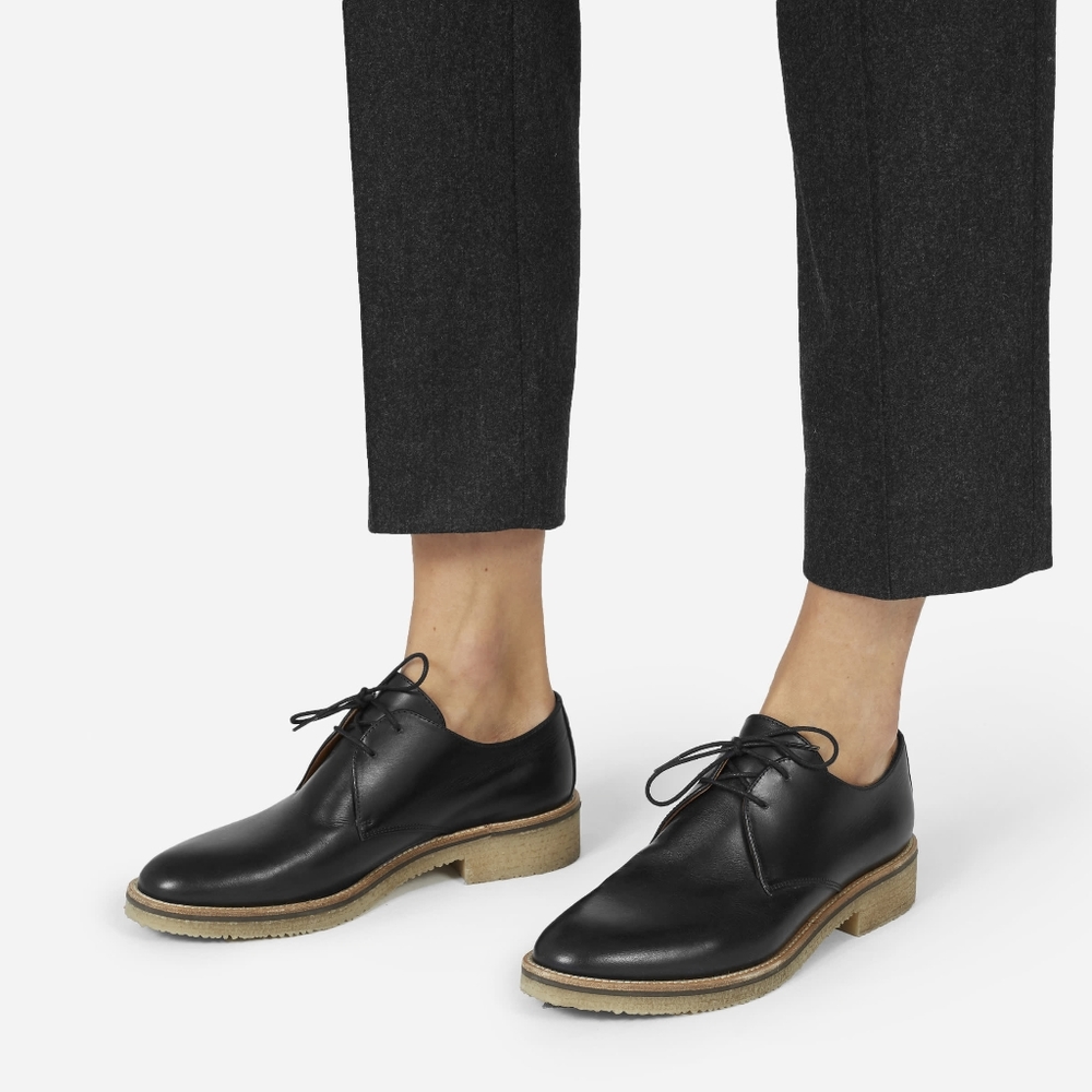 Everlane lace up genuine leather black oxfords